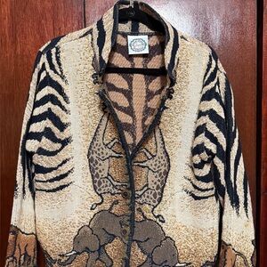 Geometric Pattern Button-Up Vintage Cardigan by Sugar Street Weavers,